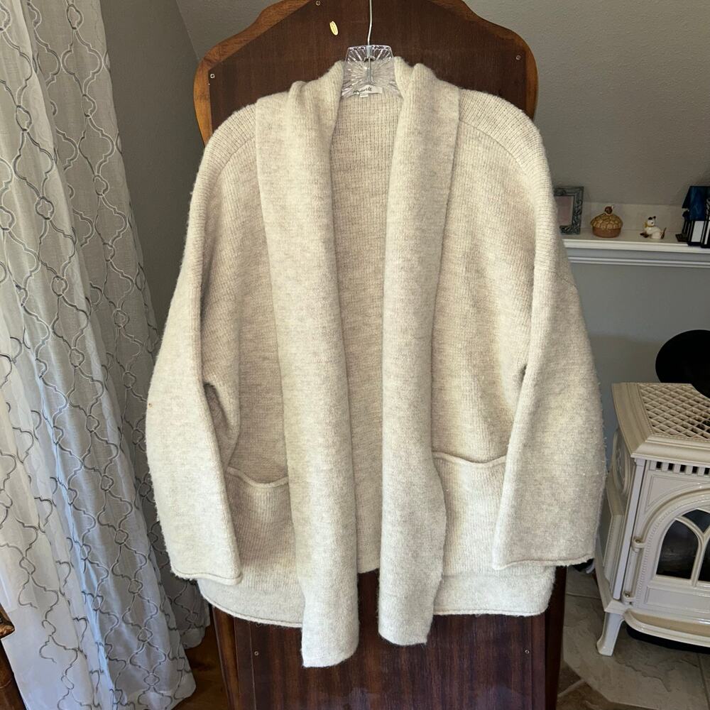 Madewell Mclean shawl collar oversized cardigan sweater wool alpaca blend med